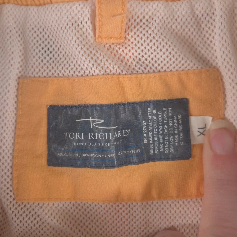 Tori Richard Shorts Mens XL Orange Palm Leaf Mesh Lined Cargo Summer Swim Trunks